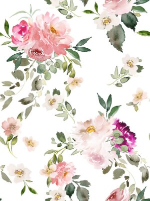 Poster  Modèle romantique de roses aquarelles