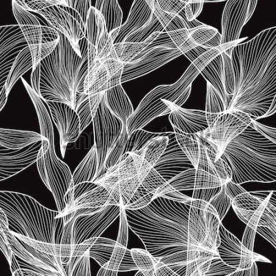 Poster  Modèle sans couture élégant avec des feuilles décoratives dessinées à la main, éléments de conception. Motif floral pour invitations de mariage, cartes de souhaits, papiers peints, scrapbooking, impre