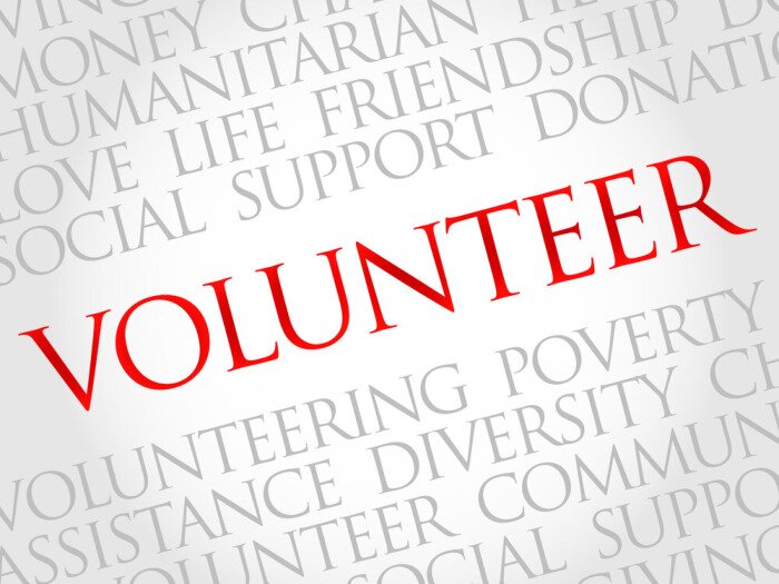 Poster  Modèle typographique avec le mot volontaire