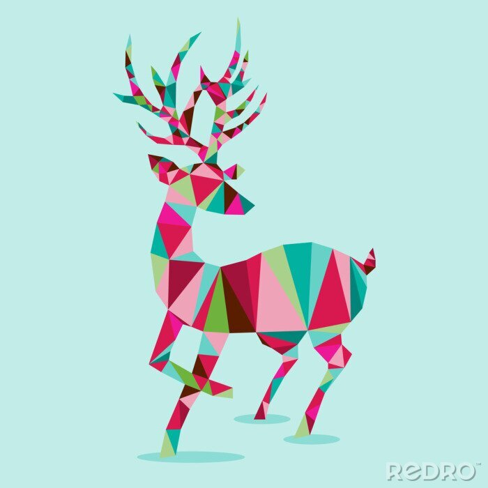 Poster  Modern Geometric Triangle Reindeer