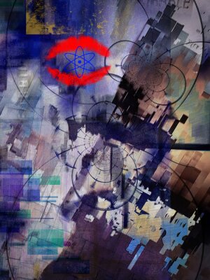 Poster  Modern grunge abstract art. Atomic Kiss