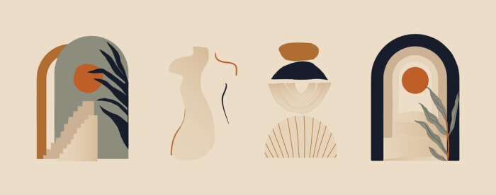 Poster  Modern minimalist abstract aesthetic illustrations. Bohemian style wall decor. Collection of contemporary artistic prints. 