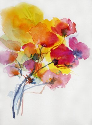 Poster  Mohnblumen malerei aquarell