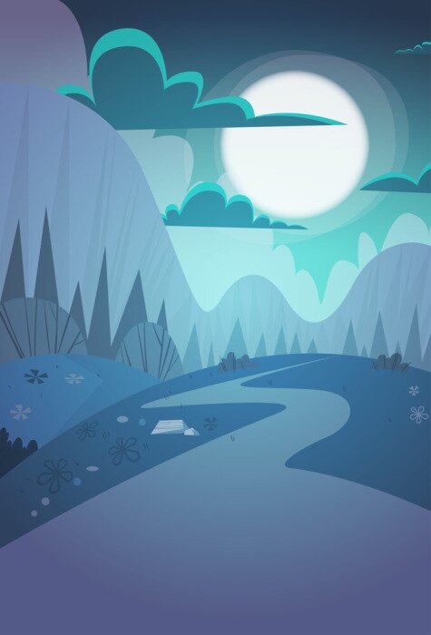 Poster  Montagne, chaîne, printemps, nuit, paysage, pays, route, nature, fond, plat, vecteur, Illustration