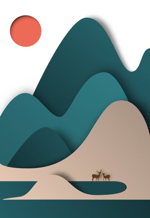 Poster  Montagne colorée