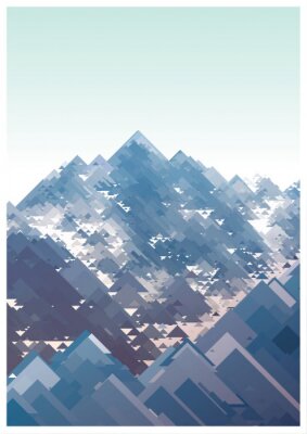 Poster  Montagnes, illustration vectorielle géométrique Composé de triangles