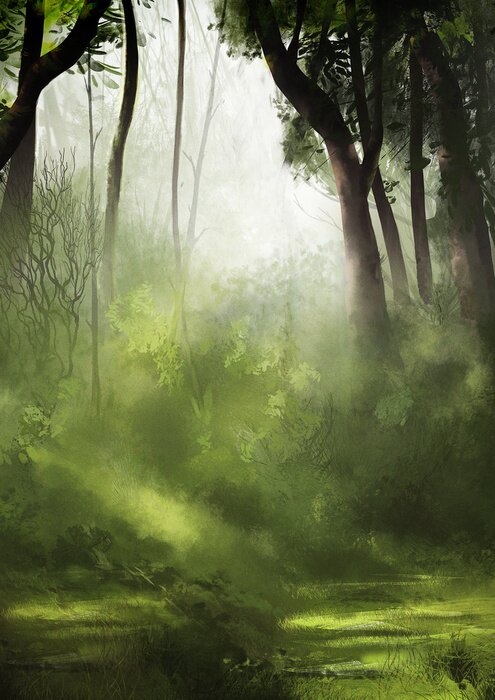 Poster  Morning forest illustration