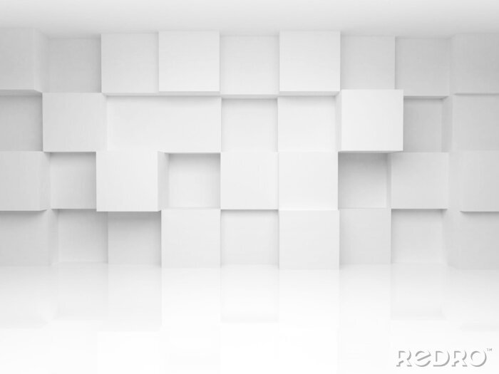 Poster  Mosaïque blanche et effet de profondeur