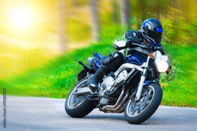 Papier peint  Motard sur un chemin forestier