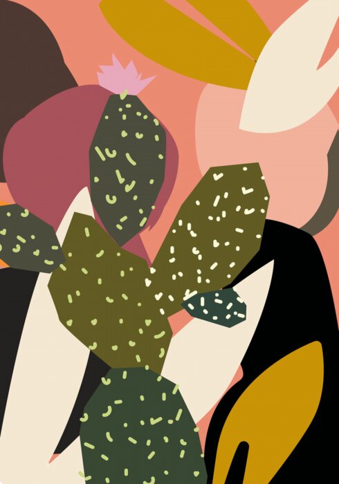 Poster  Motif abstrait avec des cactus