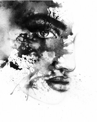 Motif abstrait avec un visage féminin