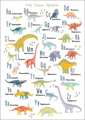 Poster  Motif alphabet avec de fabuleux dinosaure pour enfants