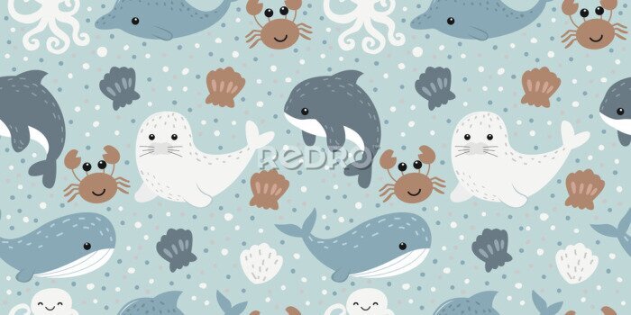 Poster  Motif animaux marins pour enfants
