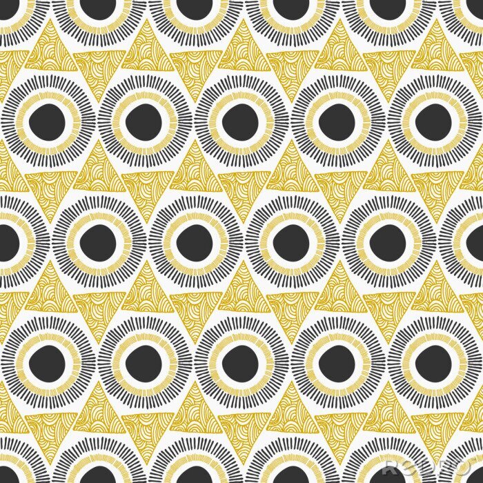 Poster  Motif aztèque avec des points, des cercles et des triangles