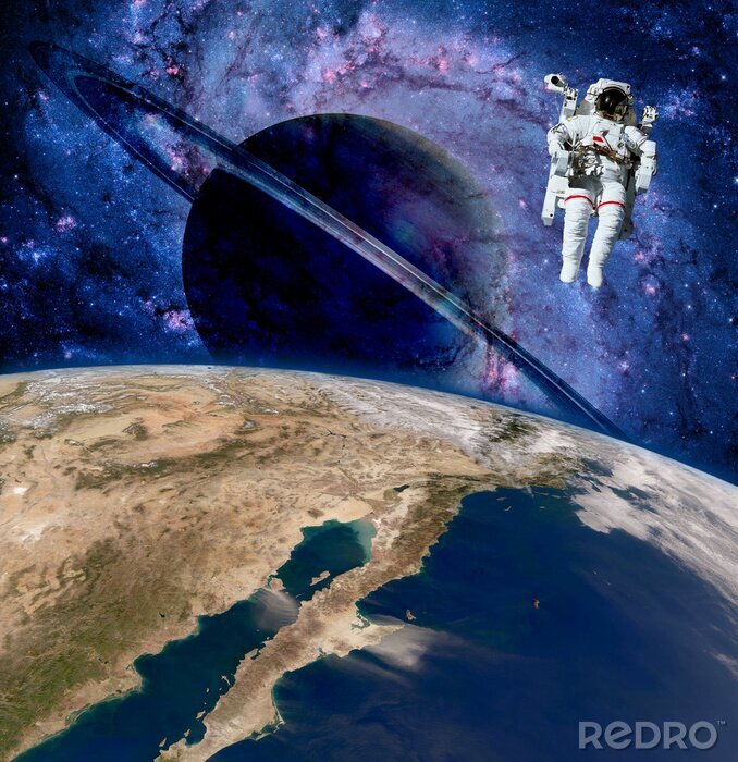 Poster  Motif coloré avec des planètes