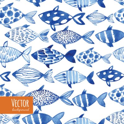 Poster  Motif de poisson bleu pictural