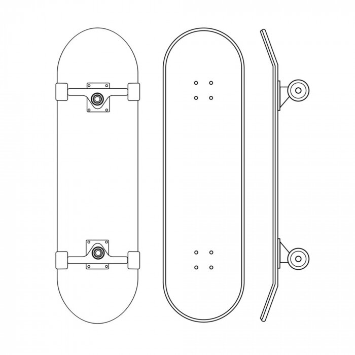 Poster  Motif de skateboard sur fond blanc