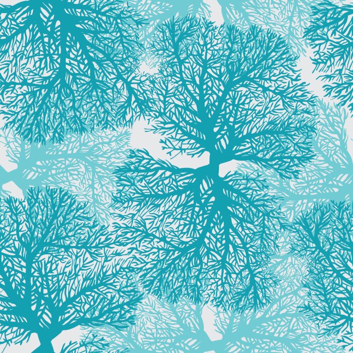 Poster  Motif décoratif avec des coraux bleus