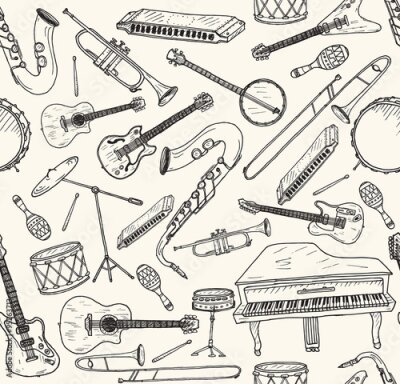 Poster  Motif dessiné à la main avec instruments