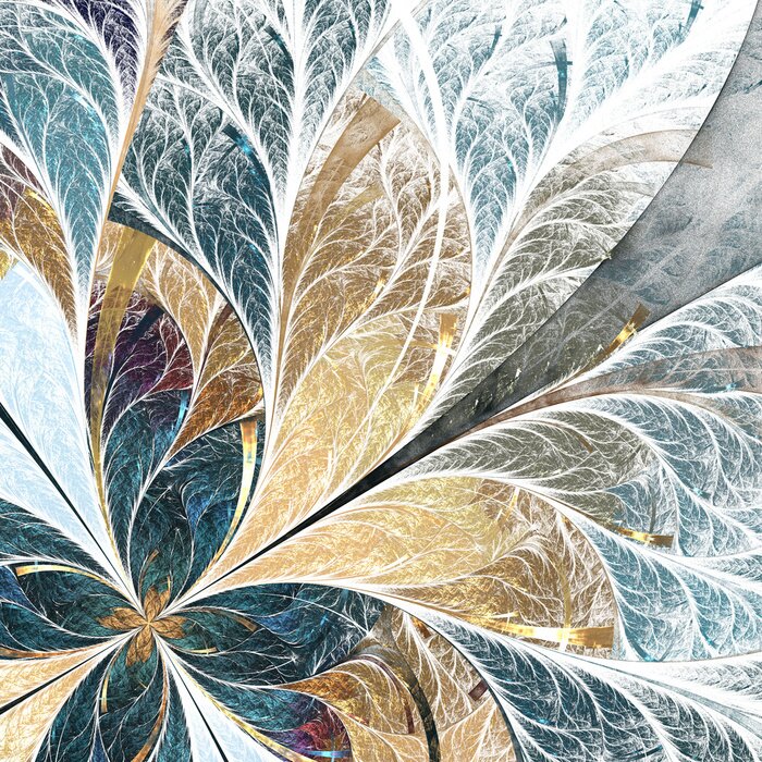 Poster  Motif feuille de vitrail