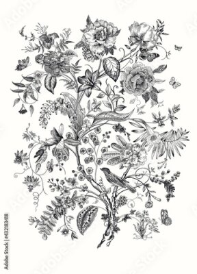 Poster  Motif floral de style vintage