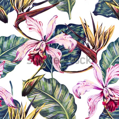 Poster  Motif floral sur fond blanc