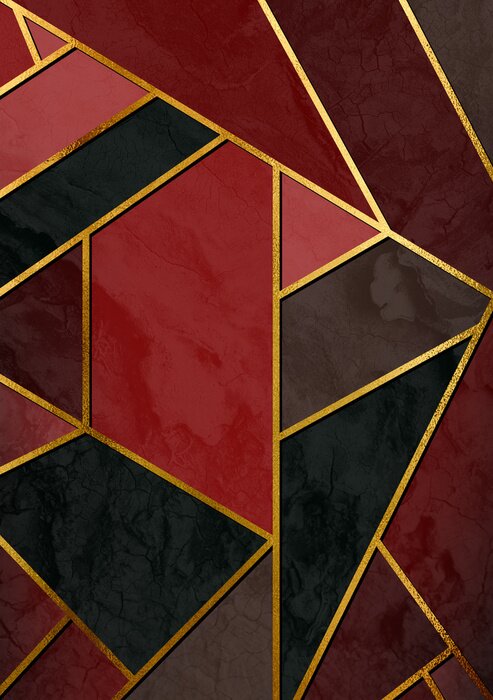 Poster  Motif géométrique avec des lignes dorées