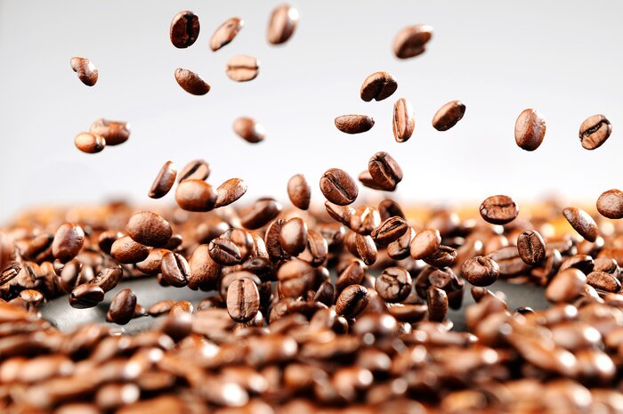 Poster  Motif grains de café qui tombent