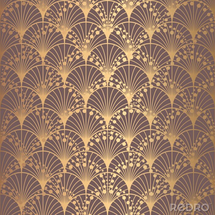 Poster  Motif irrégulier Art Déco Balances à fond doré