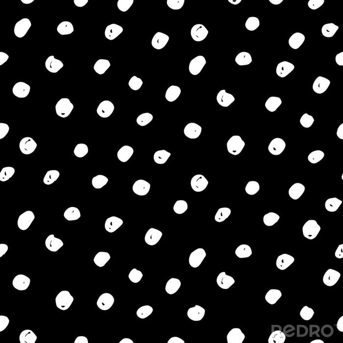 Poster  Motif noir avec des points peints en blanc