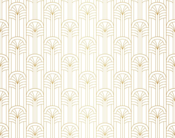 Poster  Motif oriental abstrait en couleur imitation or