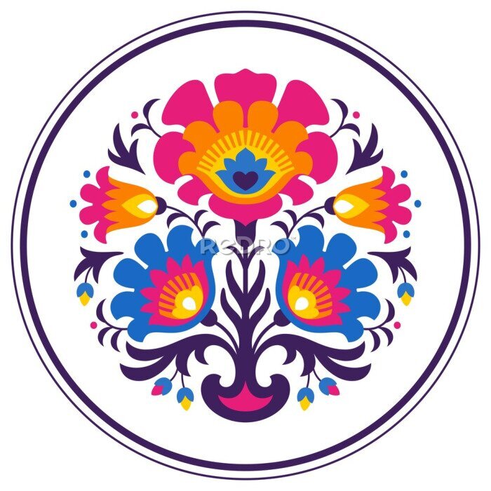 Poster  Motif rond à ornement folklorique