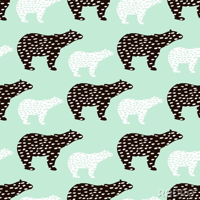 Poster  Motif sans couture avec silhouette d'ours polaire. Parfait pour le tissu, textile.Vector background