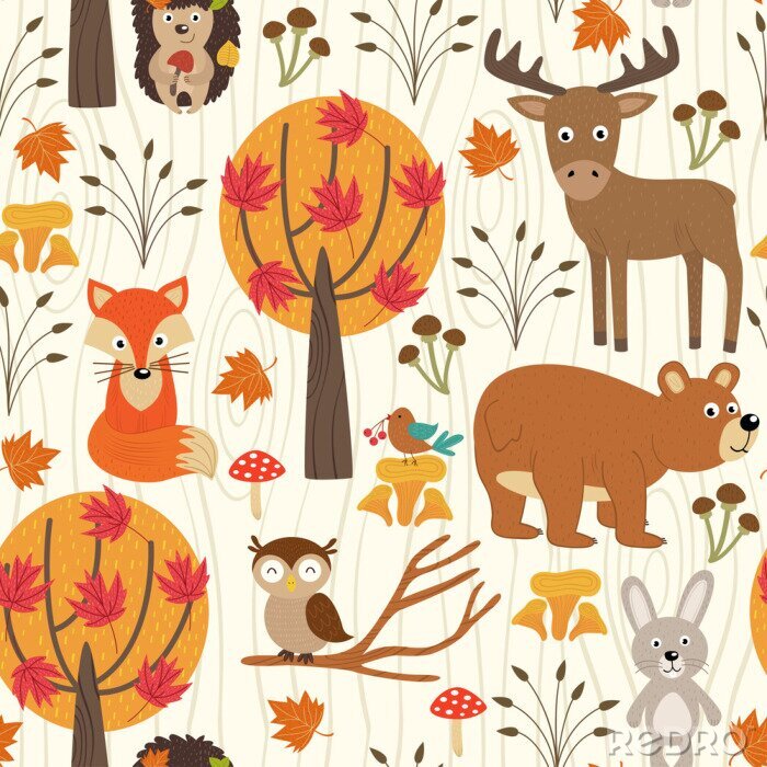 Poster  motif transparent avec la forêt d'automne - illustration vectorielle, eps