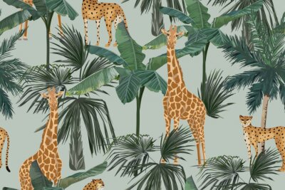 Motif tropical avec des girafes