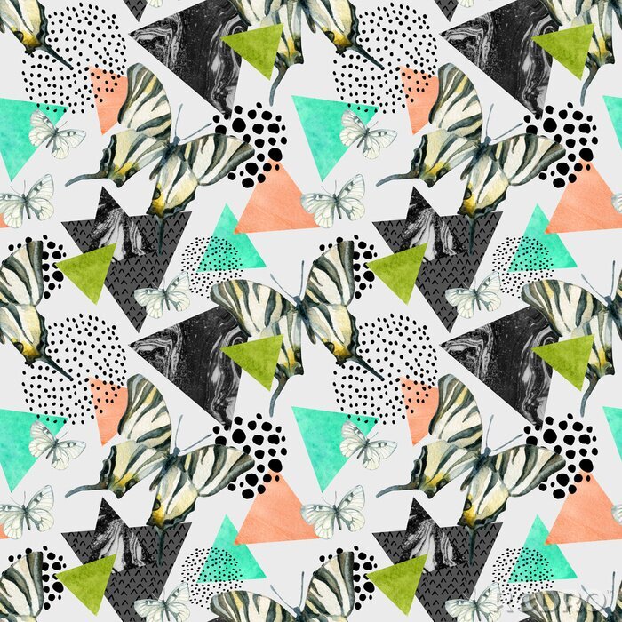 Poster  Motif tropical avec papillons