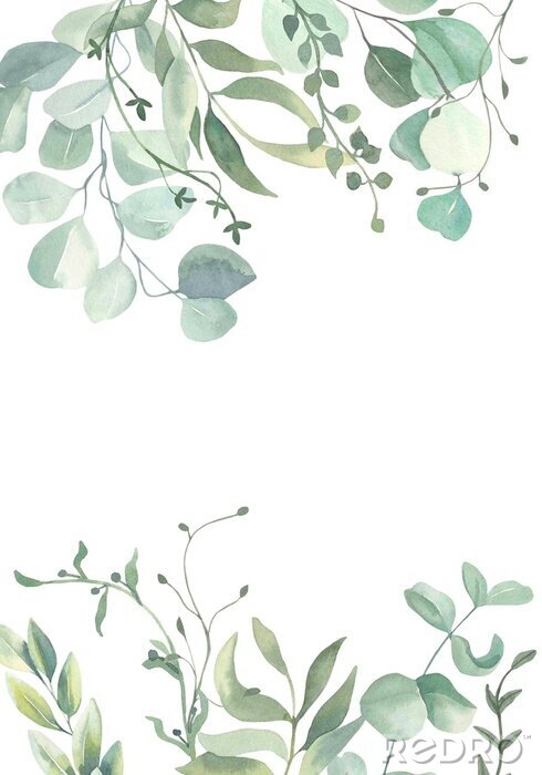 Poster  Motifs de plantes dans une nuance de vert pastel