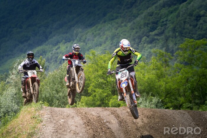 Poster  Motocyclistes sur une colline lors d'une course de motocross