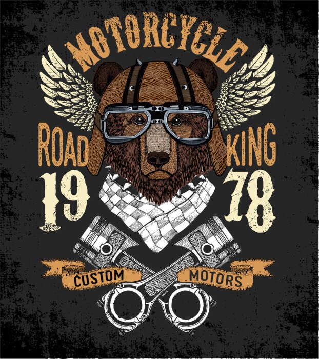 Poster  Motorcycle, biker. Print for tee shirt, poster, logo, emblem, embroidery