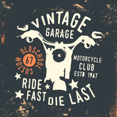 Poster  Motorcycle club - vintage garage t shirt print stamp