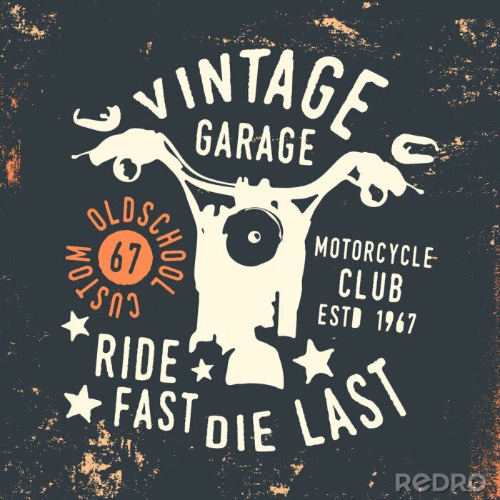 Poster  Motorcycle club - vintage garage t shirt print stamp