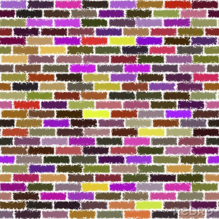 Poster  Mur de brique abstrait coloré