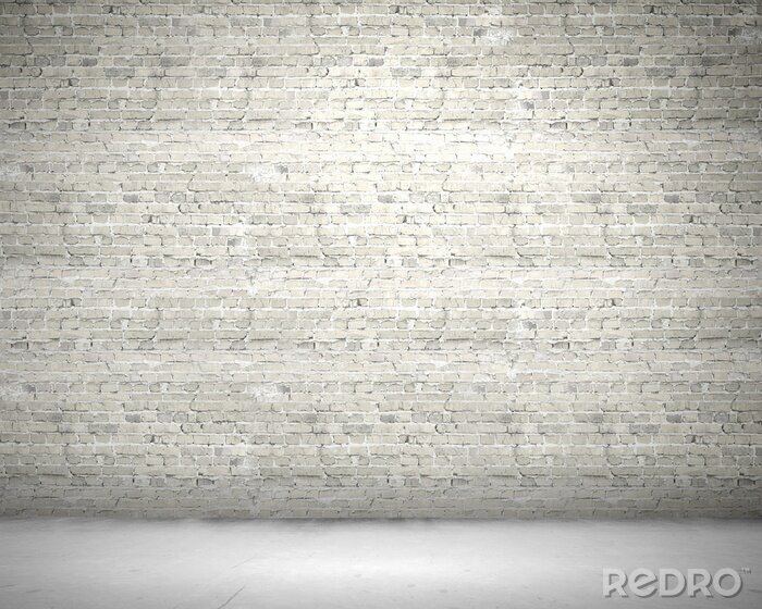 Poster  Mur de brique blanc et gris
