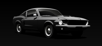 Muscle car in black. Vector illustration.
