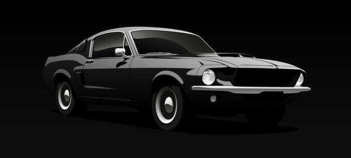 Poster  Muscle car in black. Vector illustration.