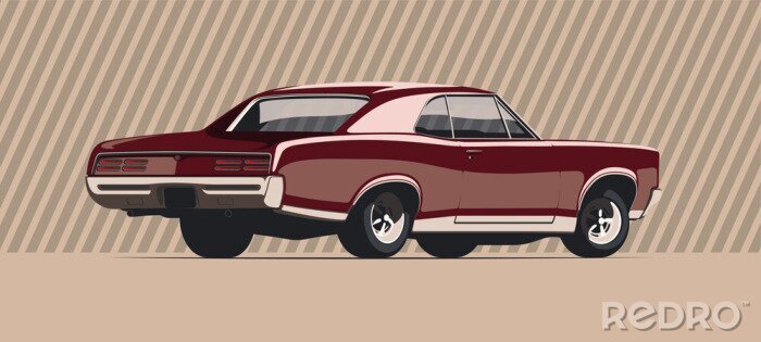 Poster  Muscle car in vintage colors. Vector illustration.