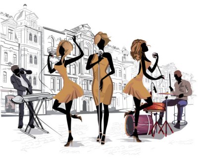 Musiciens de rue dans la rue de la grande ville.