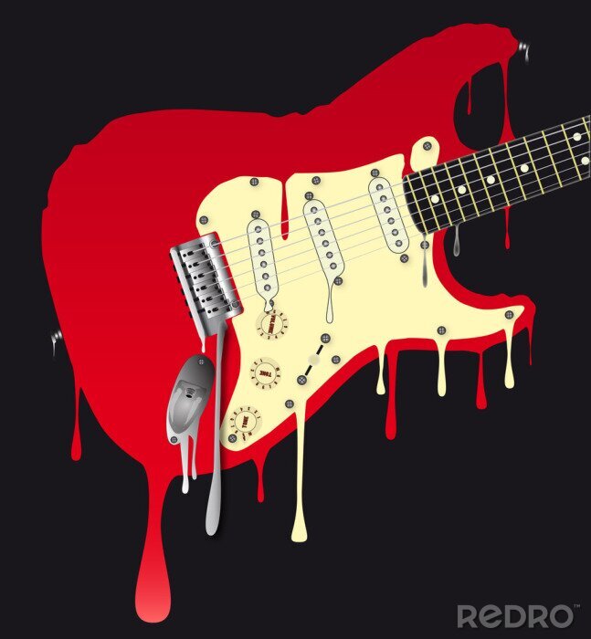 Poster  Musique et guitare rouge