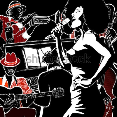 Poster  Musique jazz en noir