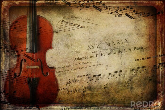 Poster  Musique partitions et violon
